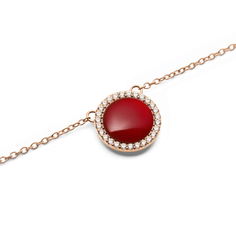 Daniel Wellington Rose Gold Necklace Audrey Red Agathe | DW