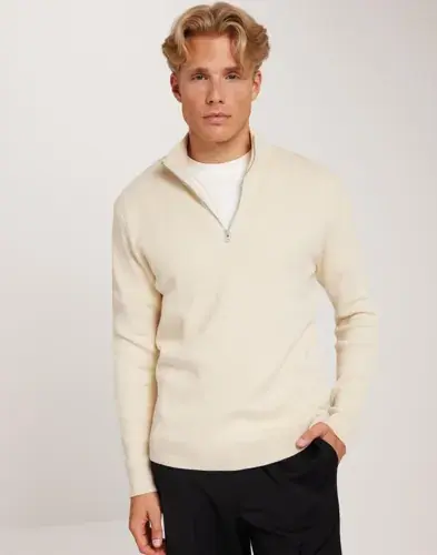 Only & Sons Only & Sons Onsphil Reg 12 Struc Half Zip Knit Half zip Beige