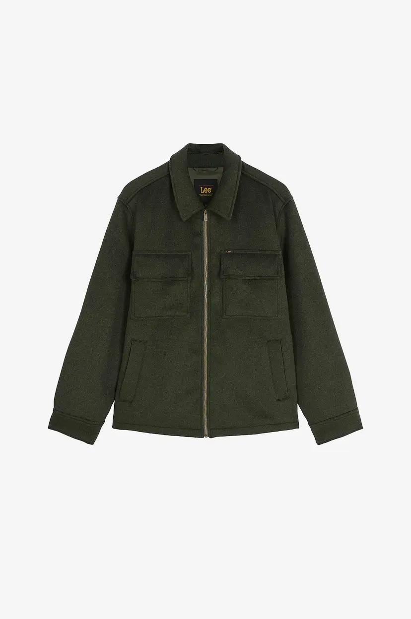 Lee Ulljakke Utility Wool Jkt Deep Depths - Grønn
