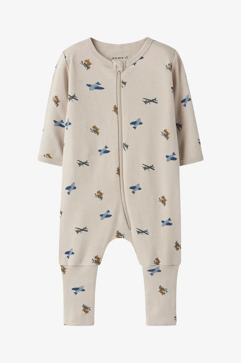 Name it baby Pyjamasoverall nbmNightsuit Zip FF Airplane - Beige