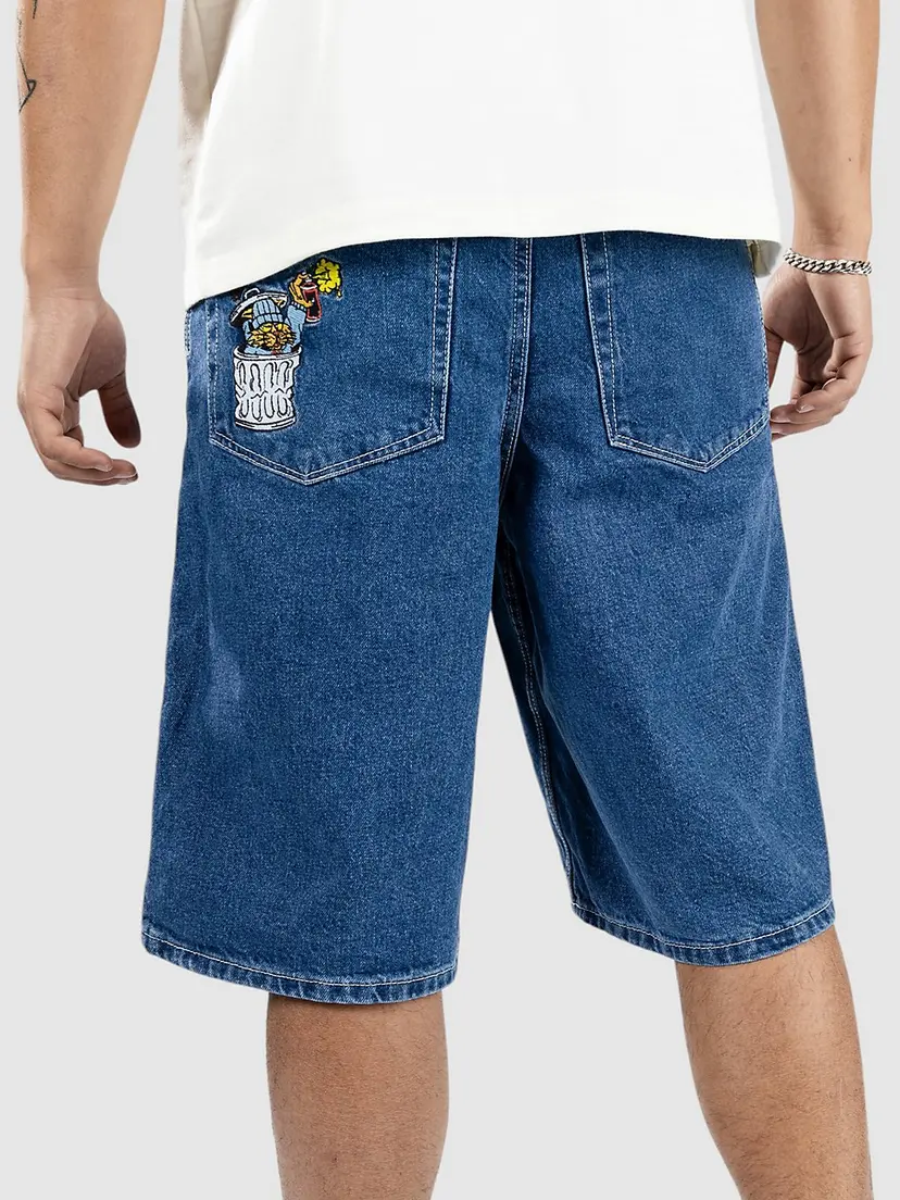 Empyre Empyre Ultra Loose Sk8 Denim W Embroidery Shorts blå