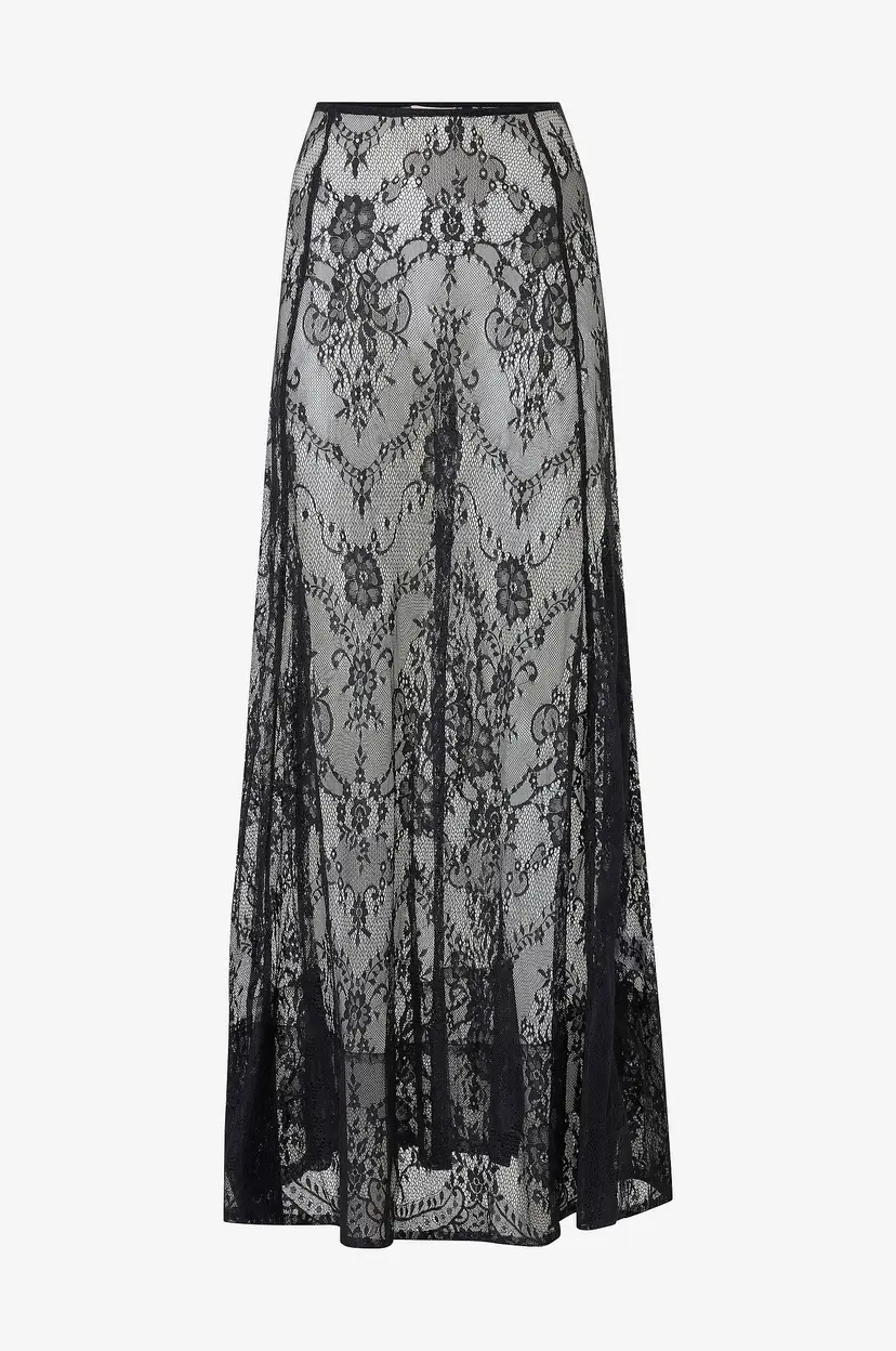 By Timo Blondeskjørt Satin Lace Maxi - Svart