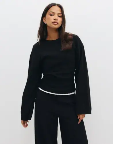 Nelly Nelly - Svart - Tight Waist Knit Sweater