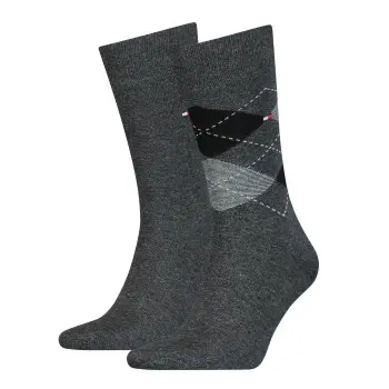 Tommy Hilfiger Tommy Hilfiger Strømper 2P Men Sock Check Mørkgrå  Str 47/49 Herre