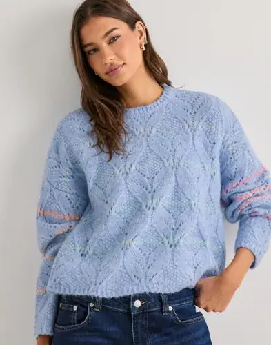 Vero Moda Vero Moda - Blå - Vmnew Hatty Ls O-N Stitch Pullover