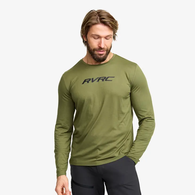 RevolutionRace Mission Logo Long-sleeved T-shirt Herre Cypress