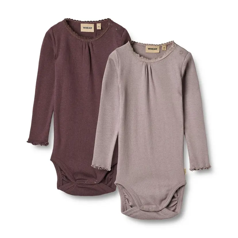 Wheat Wheat, 2 Rib Body L/S Lotta, Baby, Purple Fudge