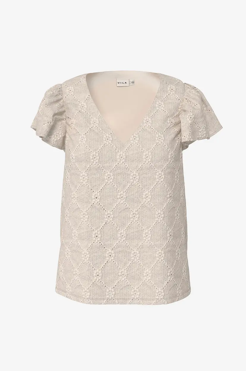 Vila Topp viDelea V-neck Cap Sleeve Top/vol - Hvit