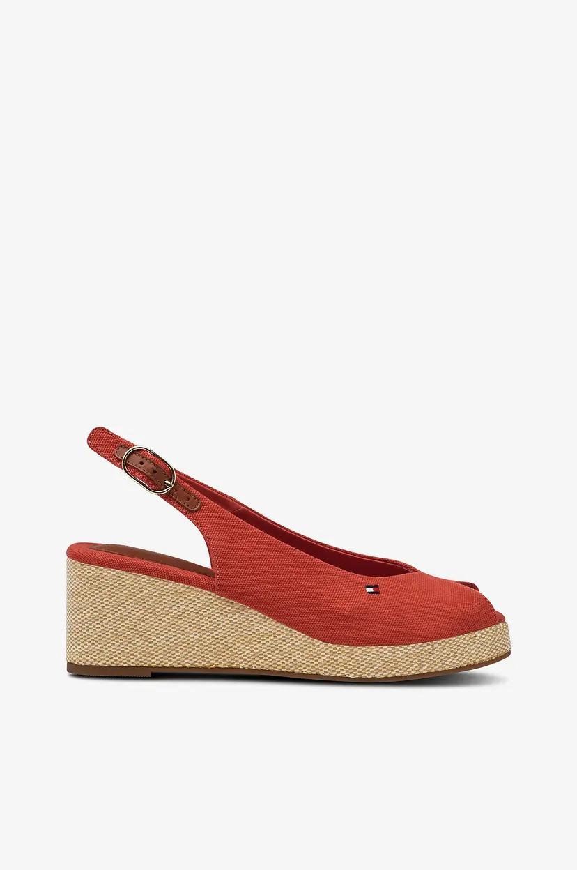 Tommy Hilfiger Sandaletter Flag Mid Wedge Espad Slingback - Orange