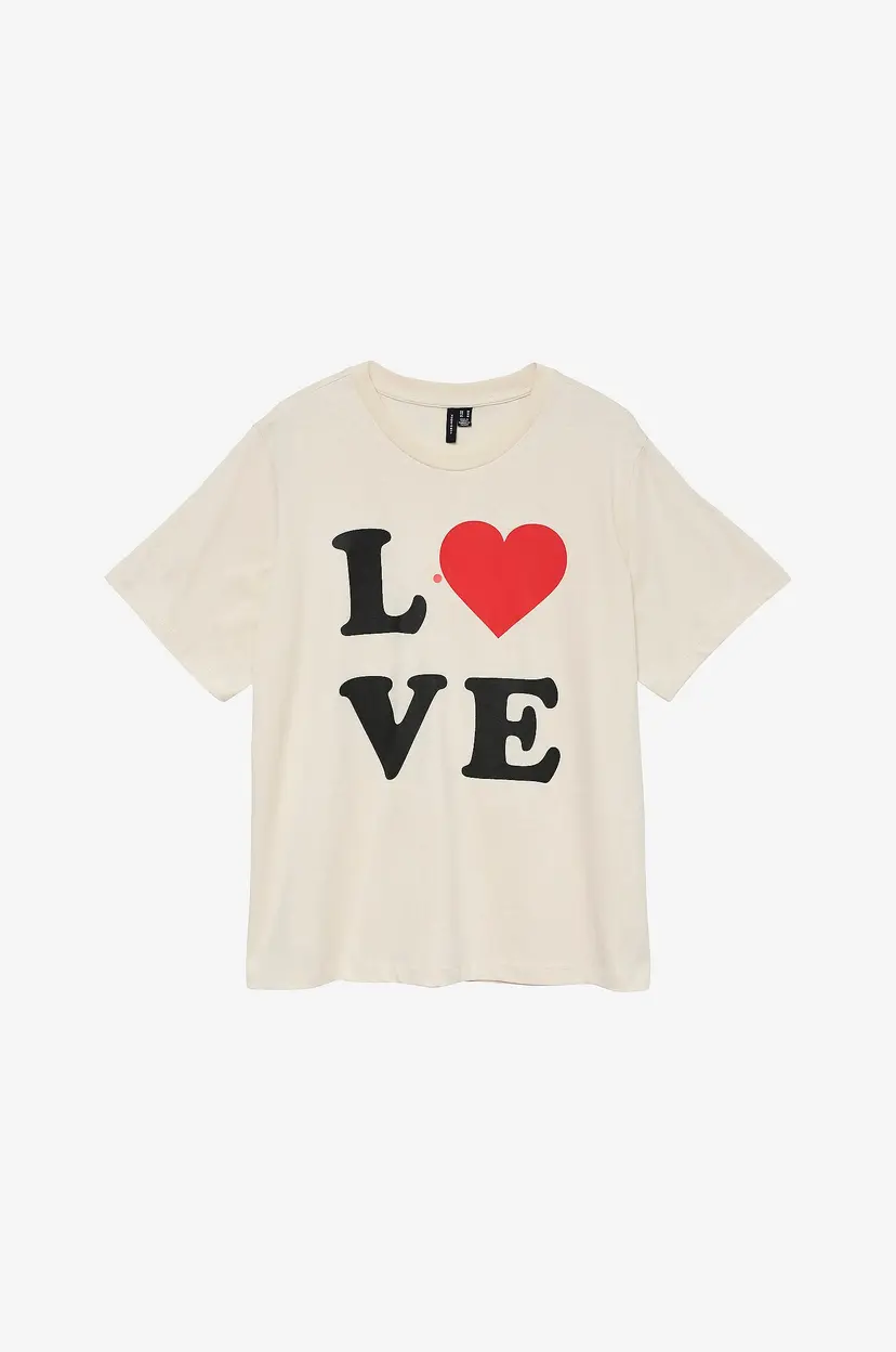 Vero Moda T-skjorte Vmvalerie Caty SS Tee Box Exp - Beige