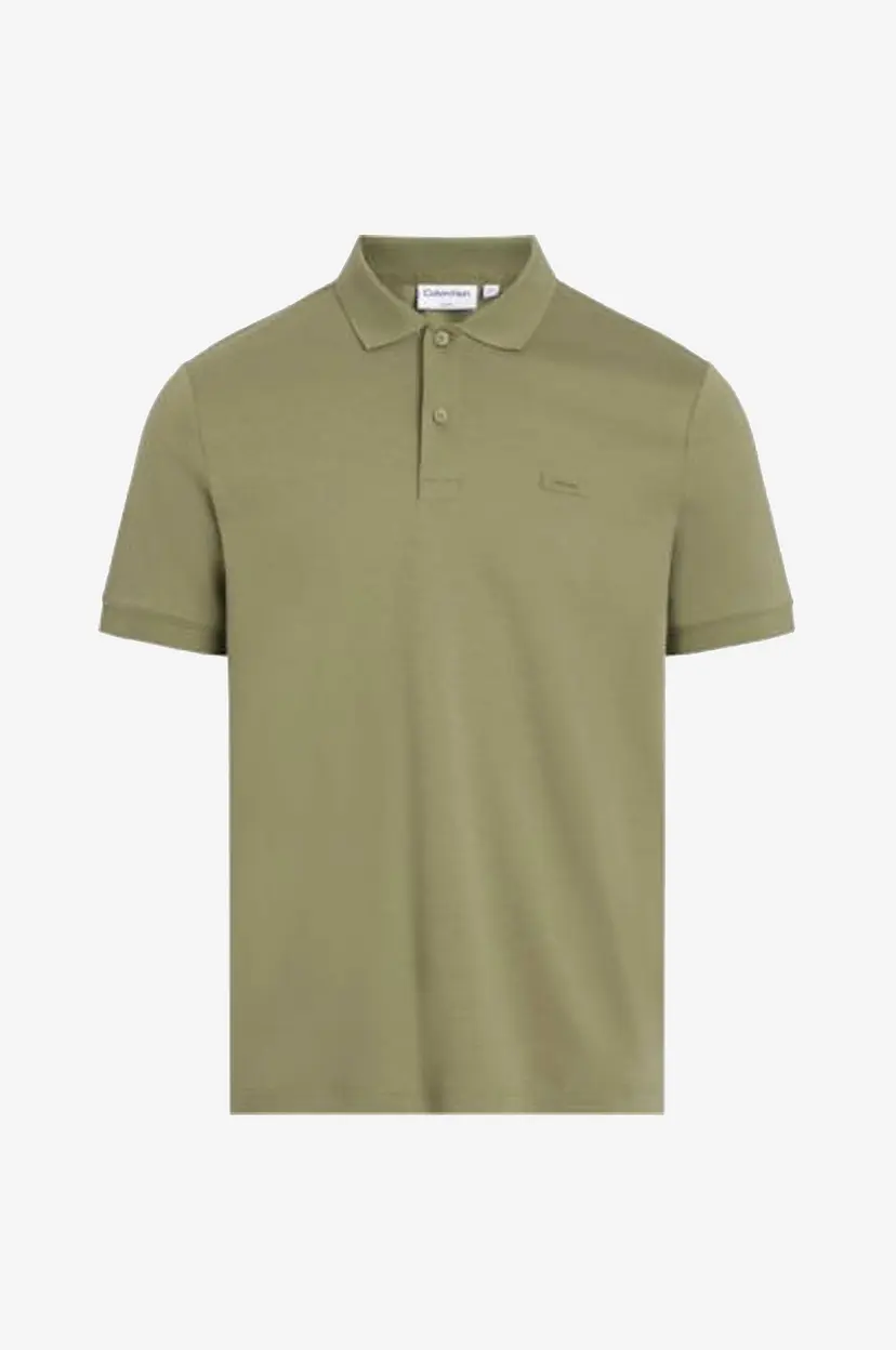 Calvin Klein T-skjorte Smooth Cotton Slim Polo - Grønn