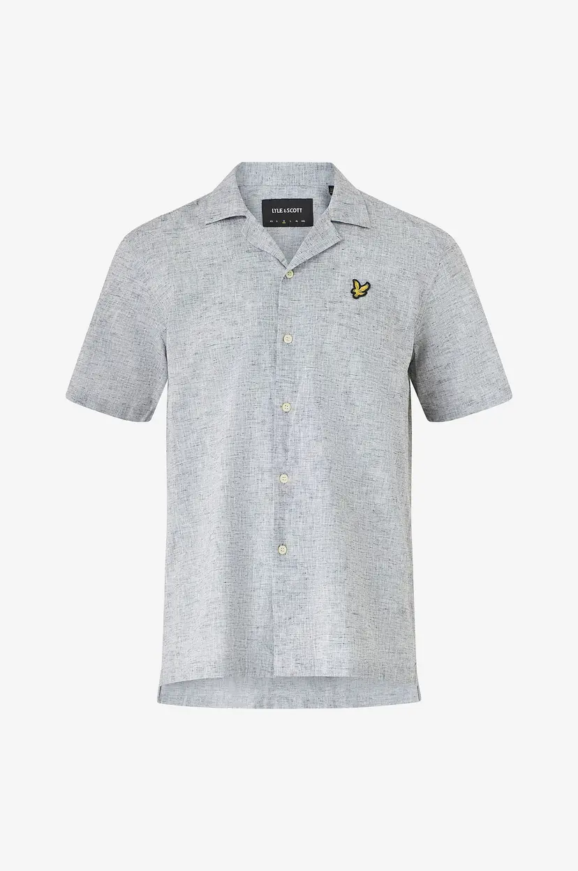 Lyle & Scott Skjorte Linen Blend Oxford Revere Shirt - Blå