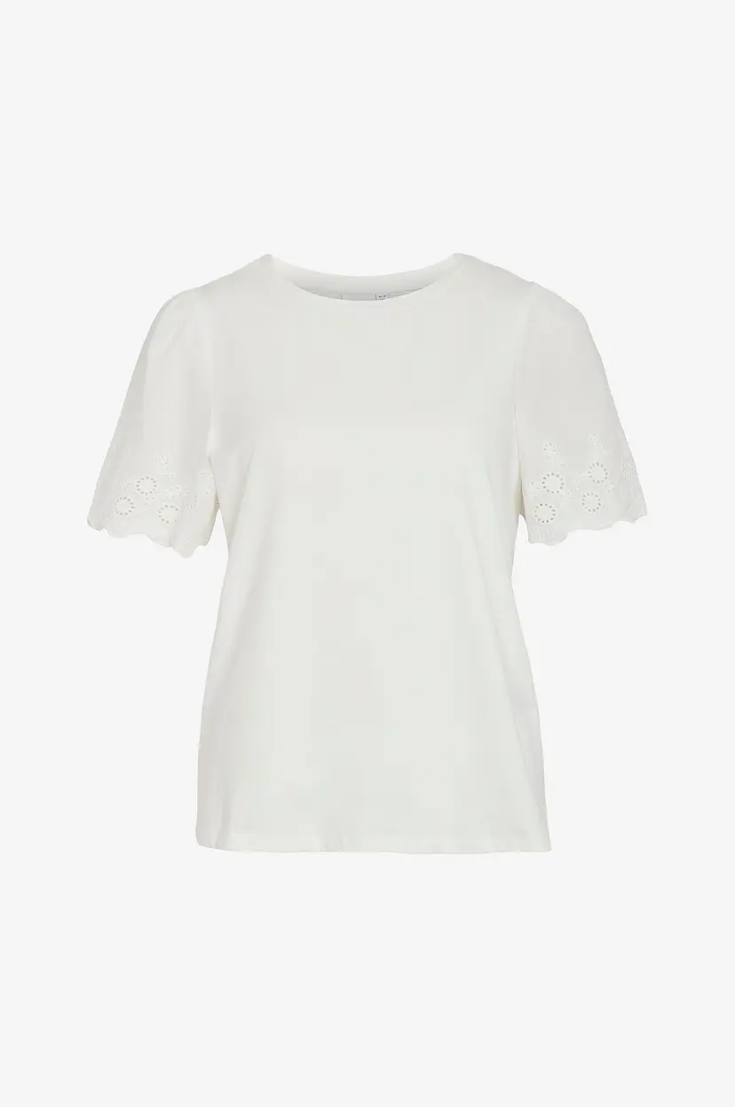 Vila Topp viCeliana O-neck S/s Top - Hvit