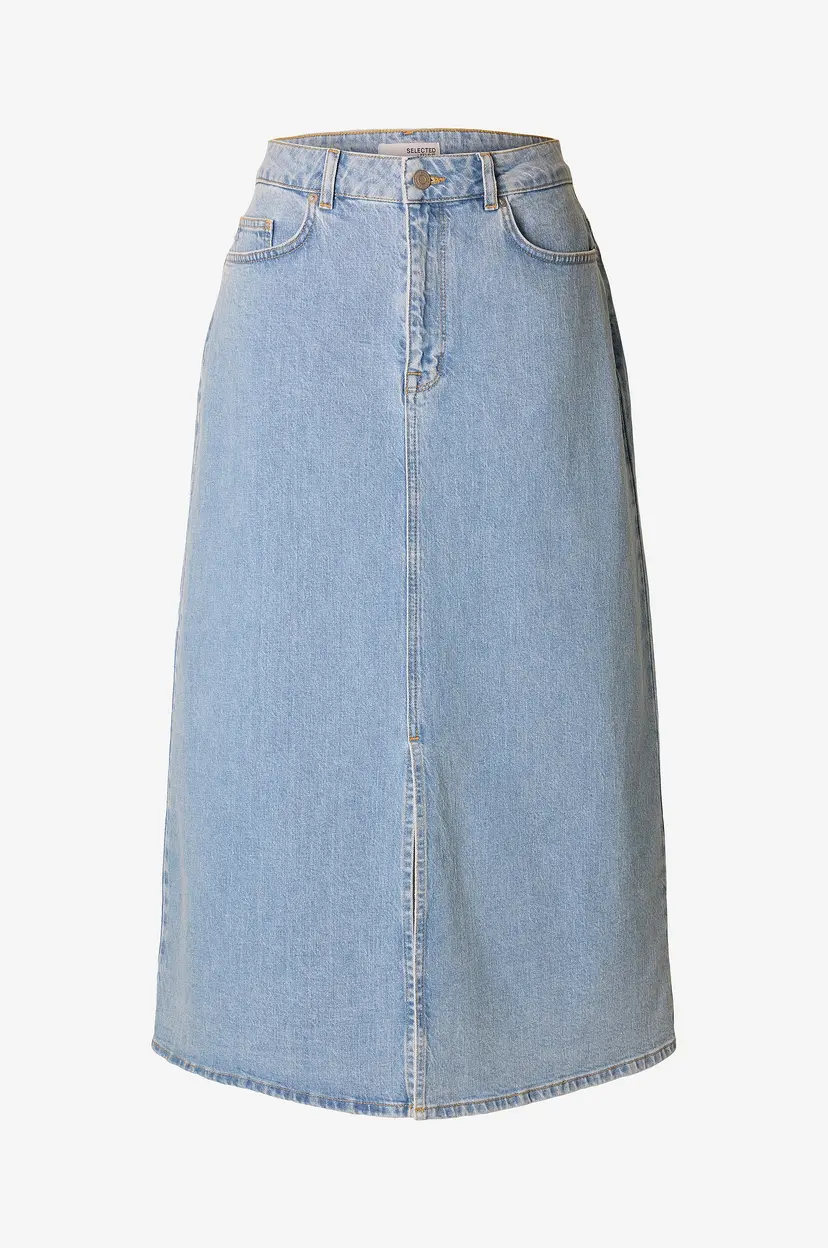 Selected Women Denim skjørt slfKrista-Gerda HW Li Blu Max Skirt - Blå