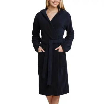 Schiesser Schiesser Essentials Bathrobe With Hood Marine bomull X-Large Dame