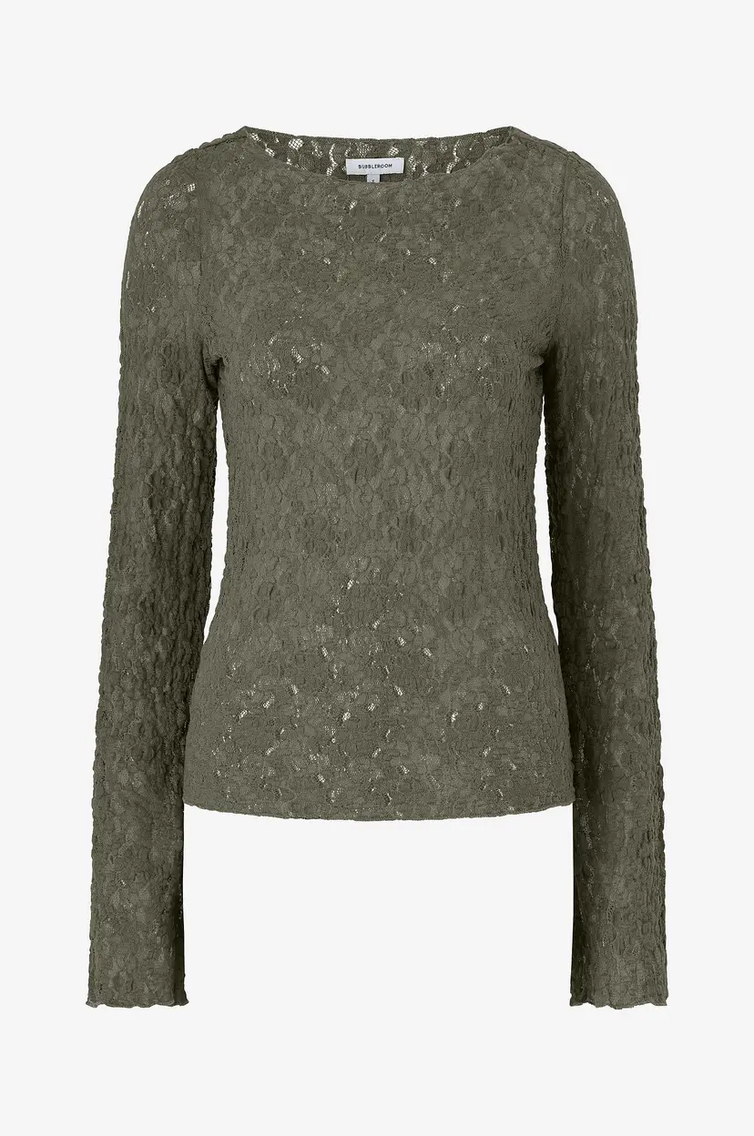 Bubbleroom Topp Long Sleeve Lace Top - Grønn