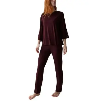 Triumph Triumph Amourette PK LSL Pyjama Set Mørkelilla modalfiber 36 Dame