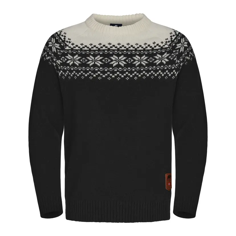 Gridarmor Gridarmor Men's Snøkrystall Round Neck Ullgenser Black/White
