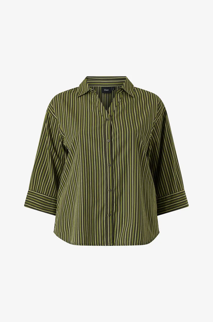 Zizzi Skjorte Mayaline, L/S, Shirt - Grønn
