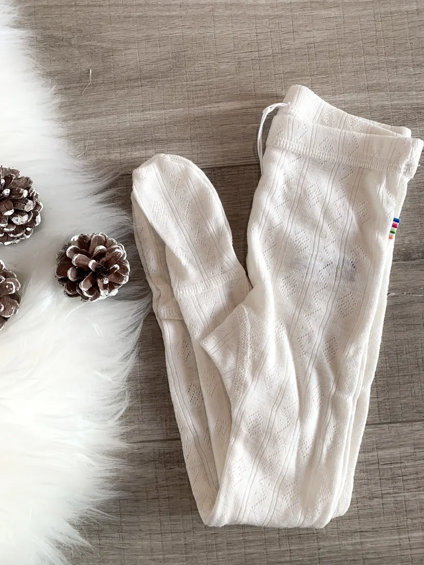 Joha Leggings med fot i ull/silke m. blonder Of