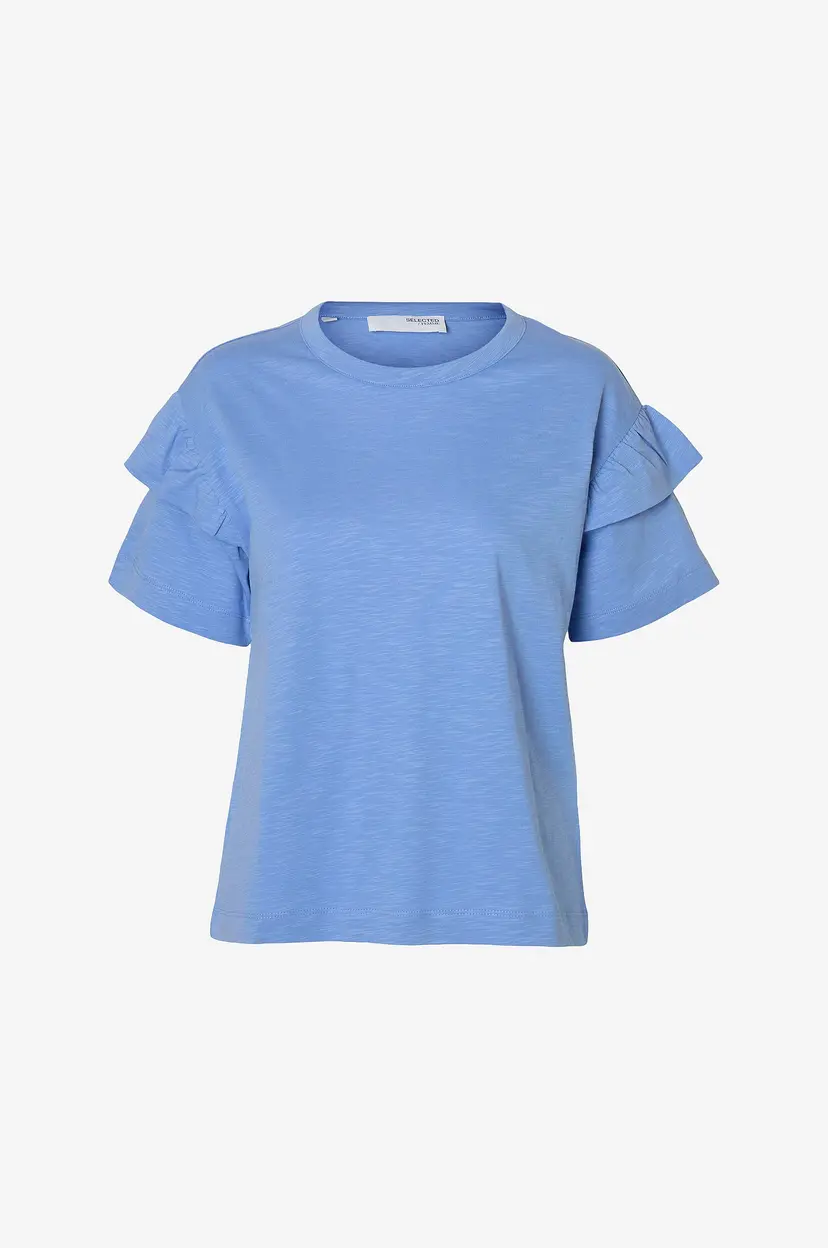 Selected Women Topp slfRylie SS Florence Tee - Blå
