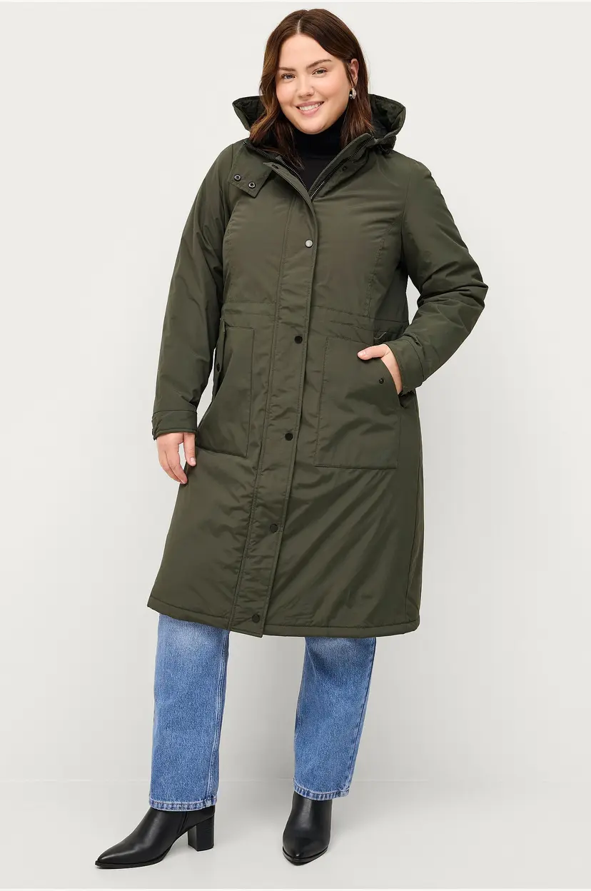 Zizzi Parka mZanna L/S Coat - Grønn
