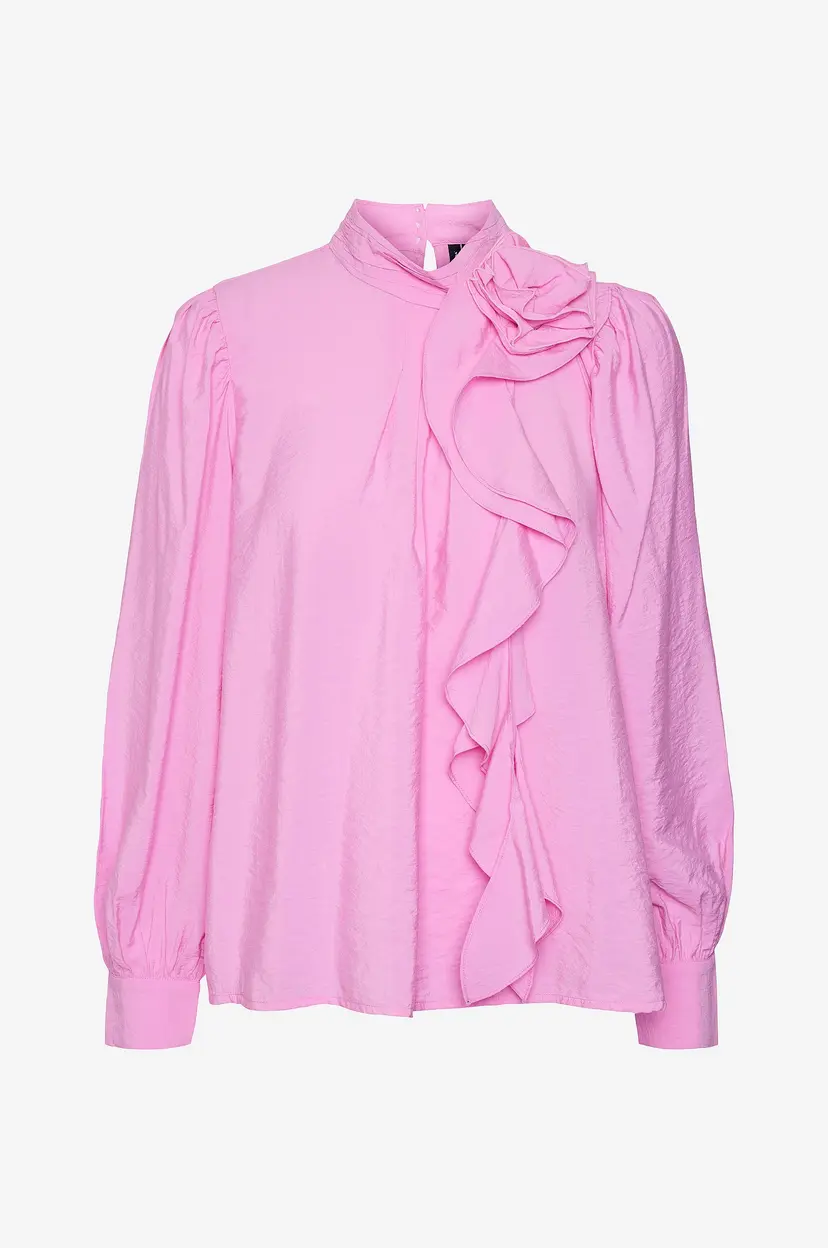 Vero Moda Bluse vmBailey LS Frill Top Wvn GA - Rosa
