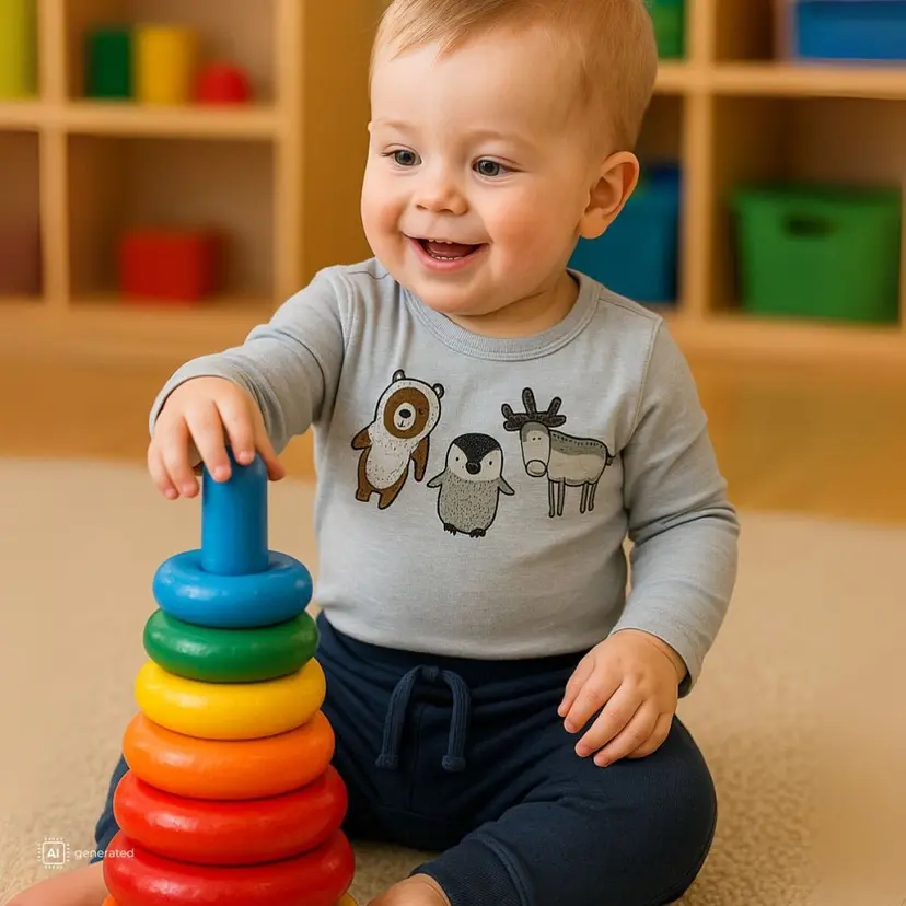 Hust and Claire Hust and Claire - Body Ull og Bambus Baloo Animal Baby Blue