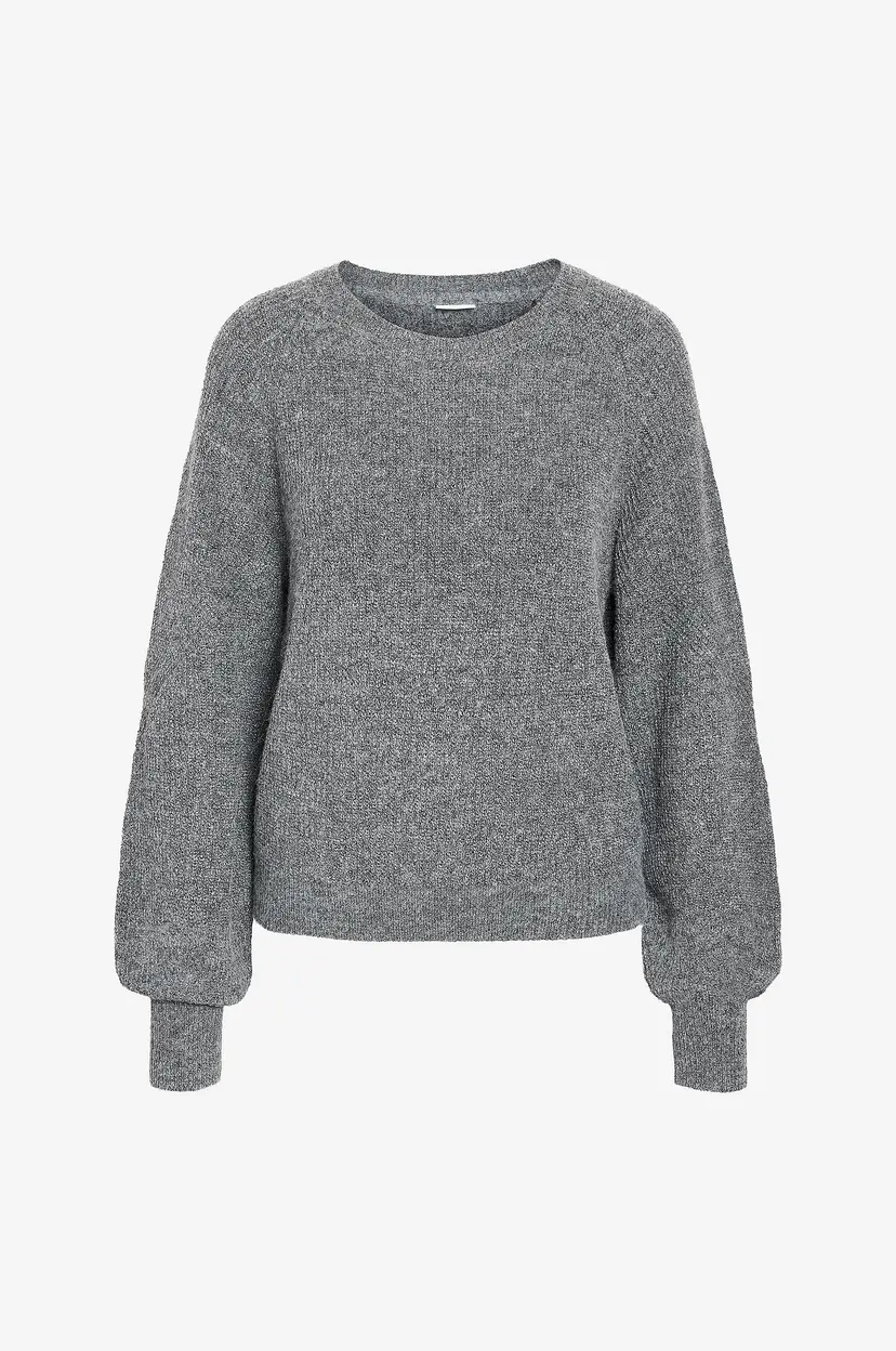 Noisy May Curve Pullover nmnOla L/S Raglan O-neck Knit Fwd C - Grå