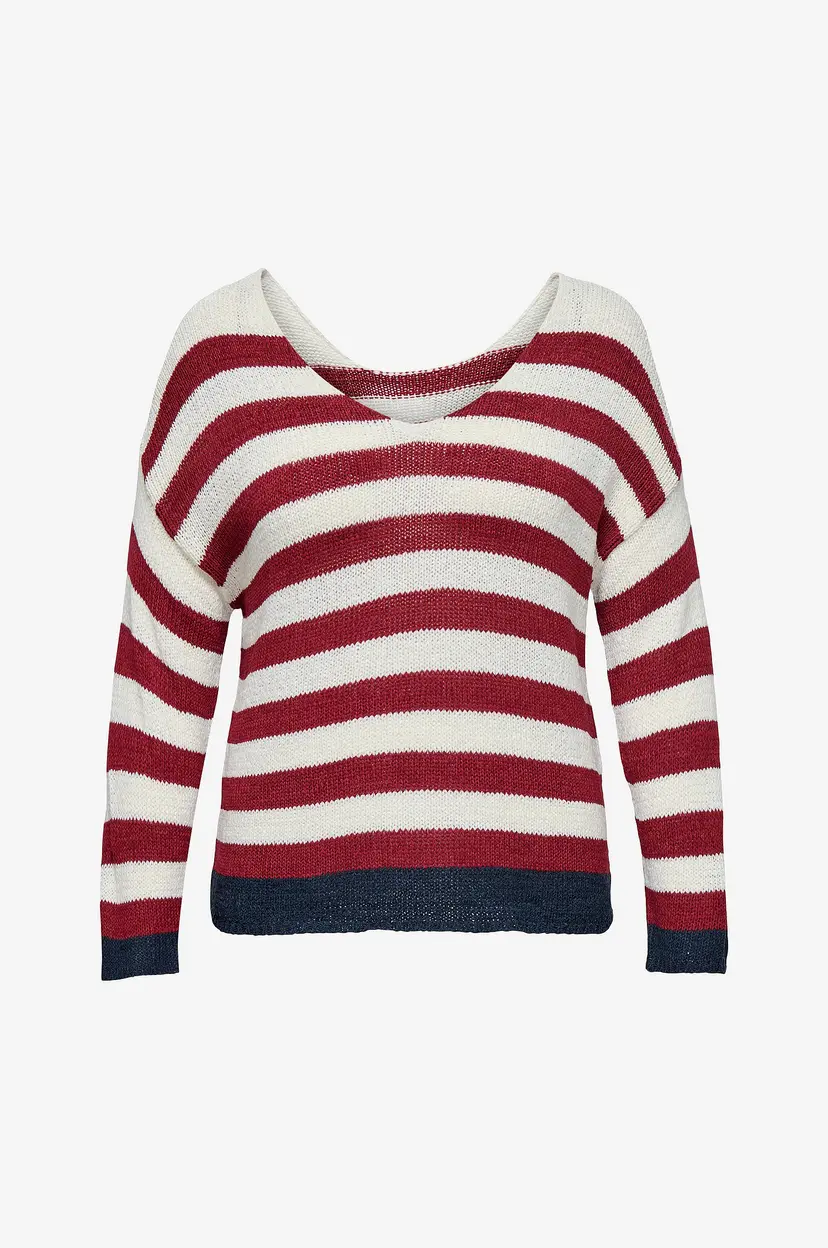 Only Carmakoma Genser carGenna 7/8 Reverse V-neck Knt - Rød