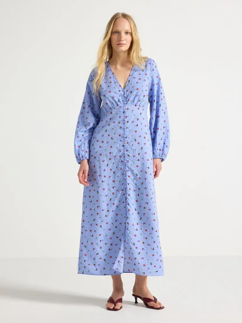 Lindex Langermet midikjole i seersucker
