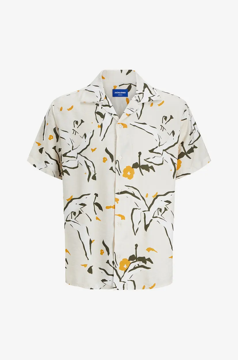 Jack & Jones Plus Skjorte jorTavira Marshall Aop Shirt SS OC - Hvit