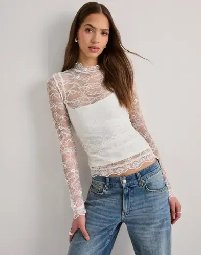 Nelly Nelly - Hvit - Lace LS Top