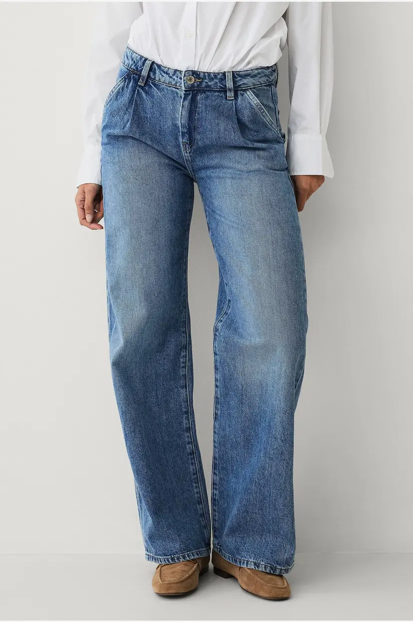Gina Tricot Jeans Pleated Slouchy - Blå