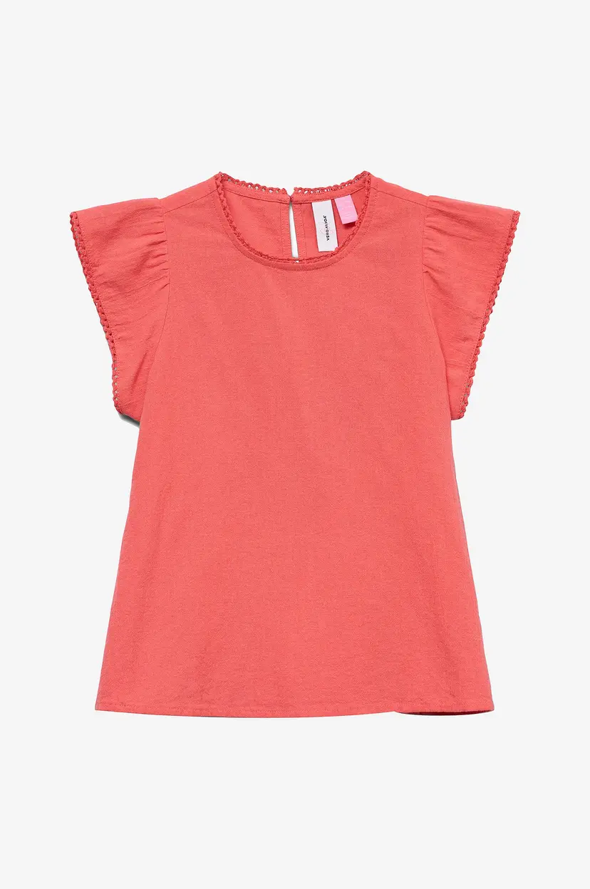 Vero Moda Girl Topp vmPretty SS Top Wvn GA Girl - Rød