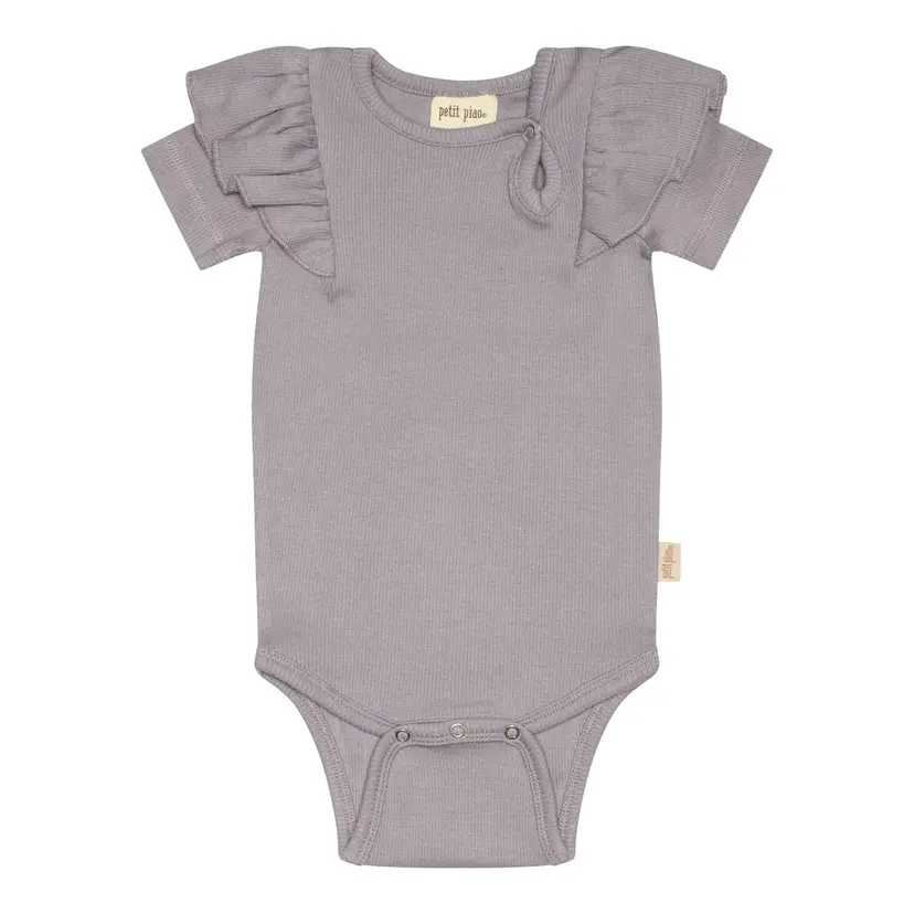 Petit Piao Petit Piao Body S/S Modal Frill Dusty Lavender (68 / 6 mnd)