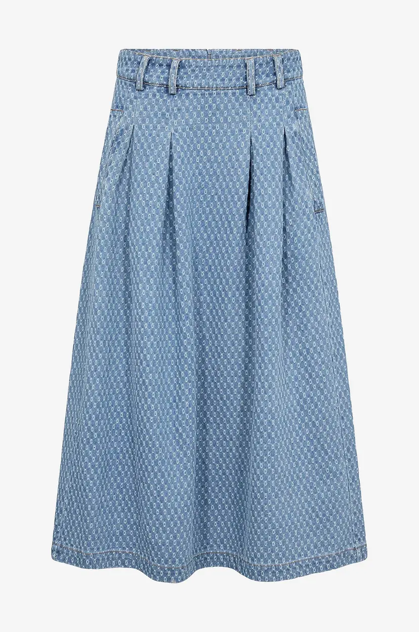 Co'couture Denim skjørt Antocc Anya Pleat Skirt - Blå