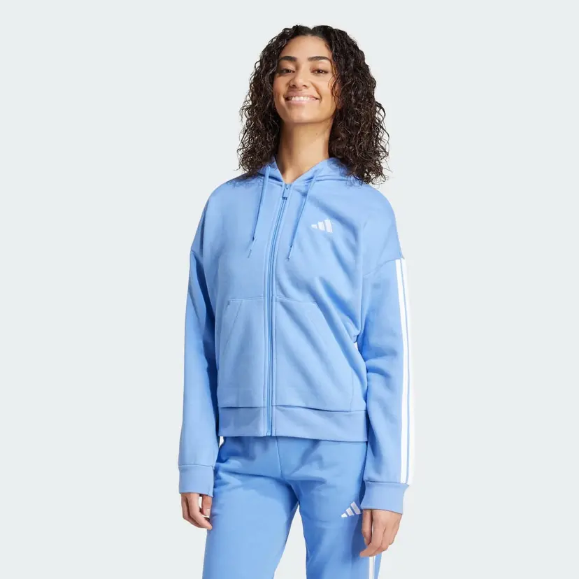 Adidas Essentials 3-Stripes Full-Zip Fleece Hettegenser
