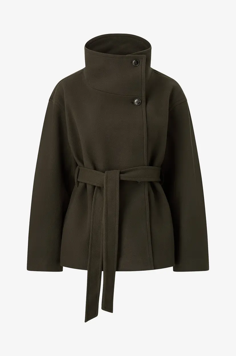 Gina Tricot Jakke High Neck Wool Blend Jacket - Grønn