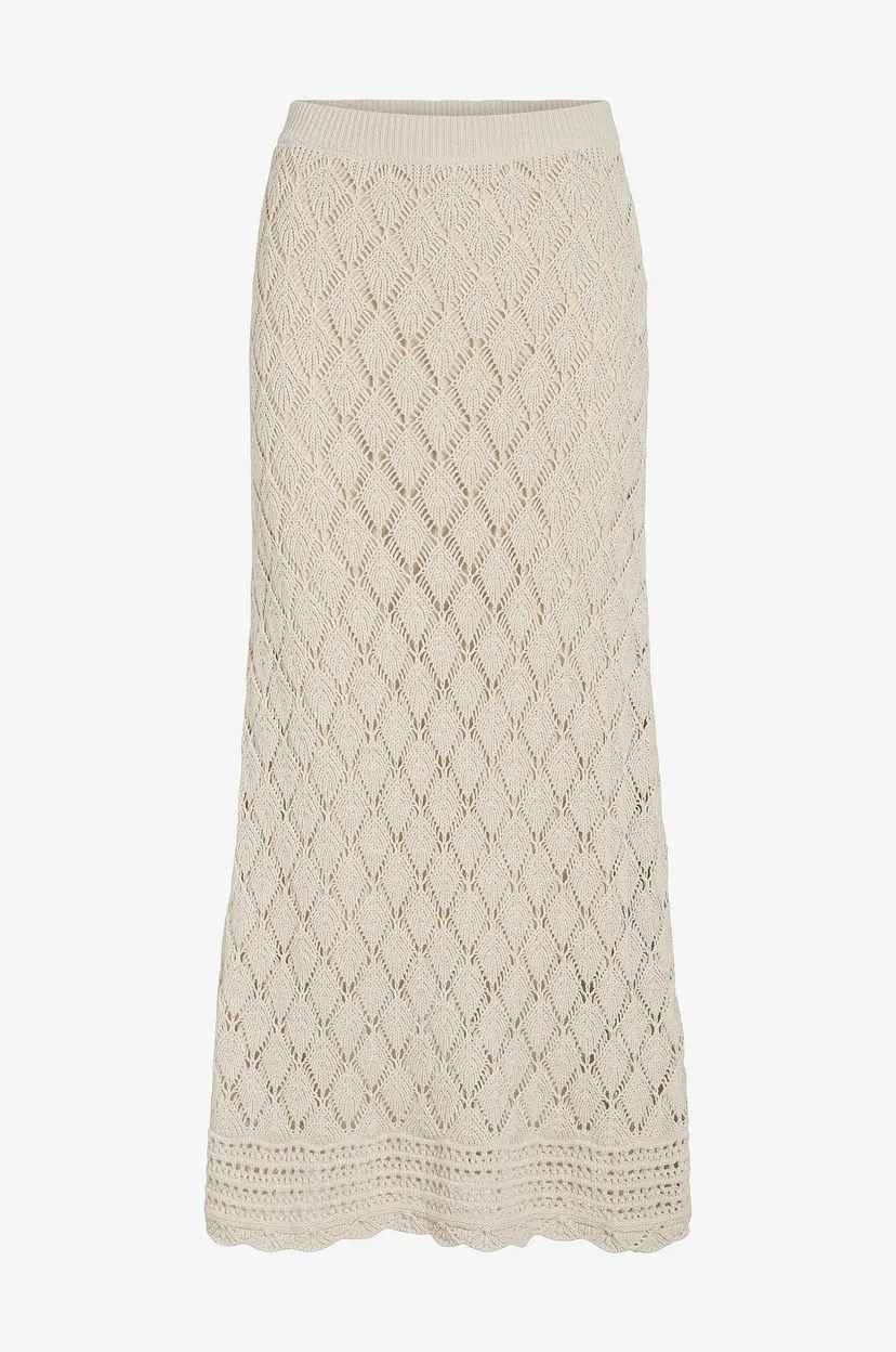 Vila Skjørt viEvie HW Ankle A-line Knit Skirt - Beige