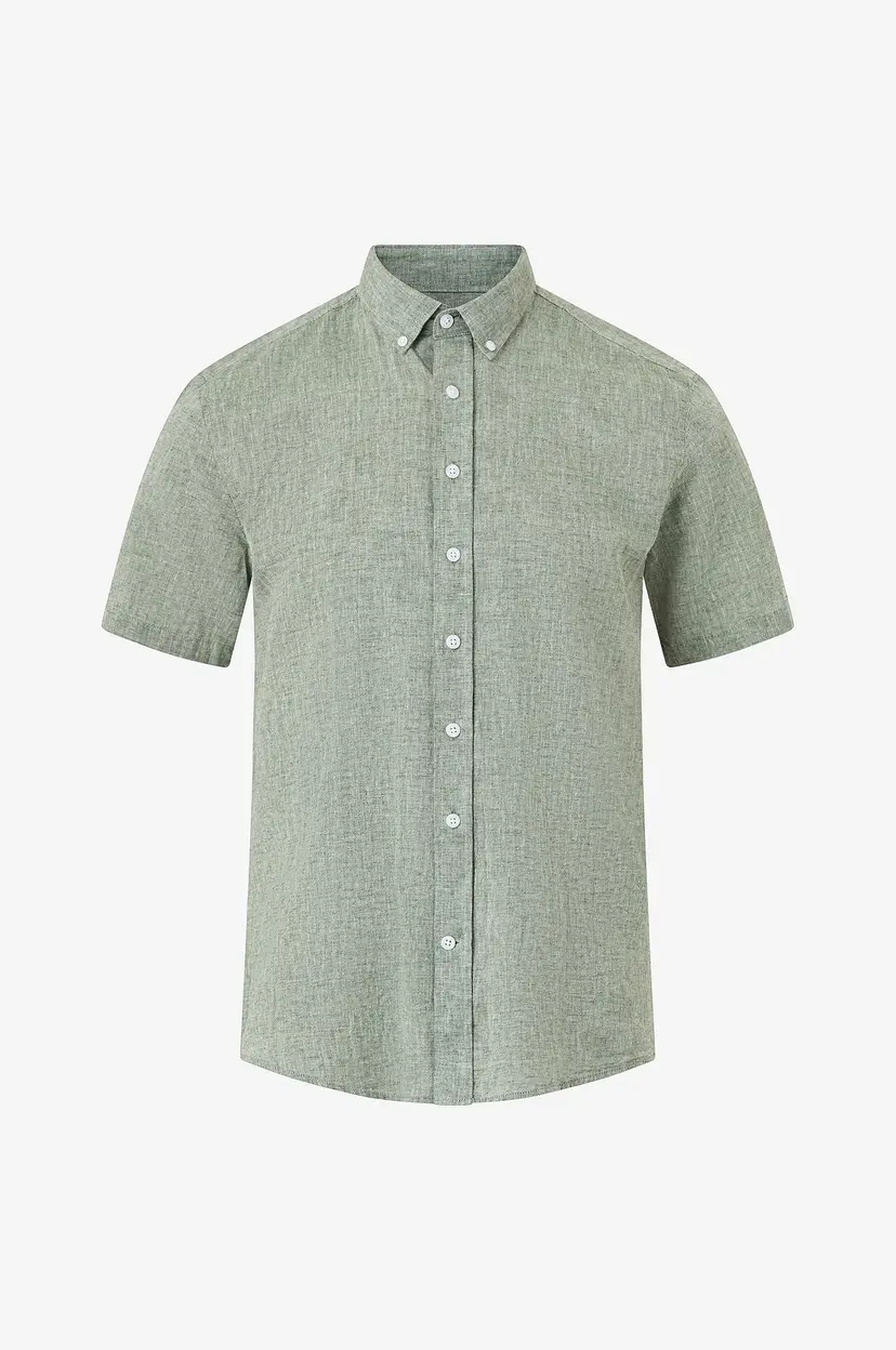 Lindbergh Linskjorte Linen Cotton Shirt S/S - Grønn