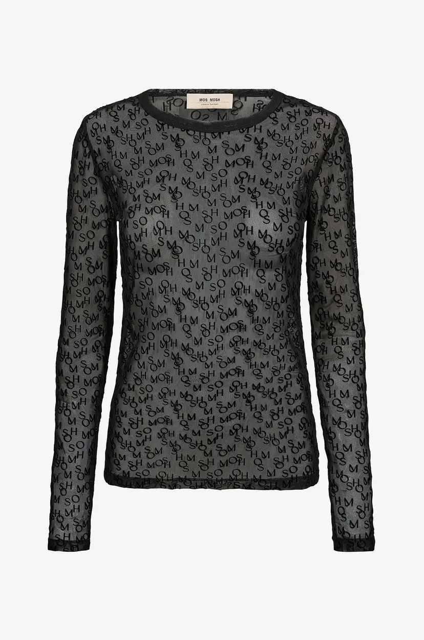 Mos Mosh Topp MMLoretta Mono Mesh Blouse - Svart