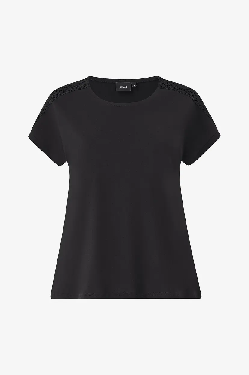 Zizzi Topp Mkamia, S/S, Loose Tee - Svart