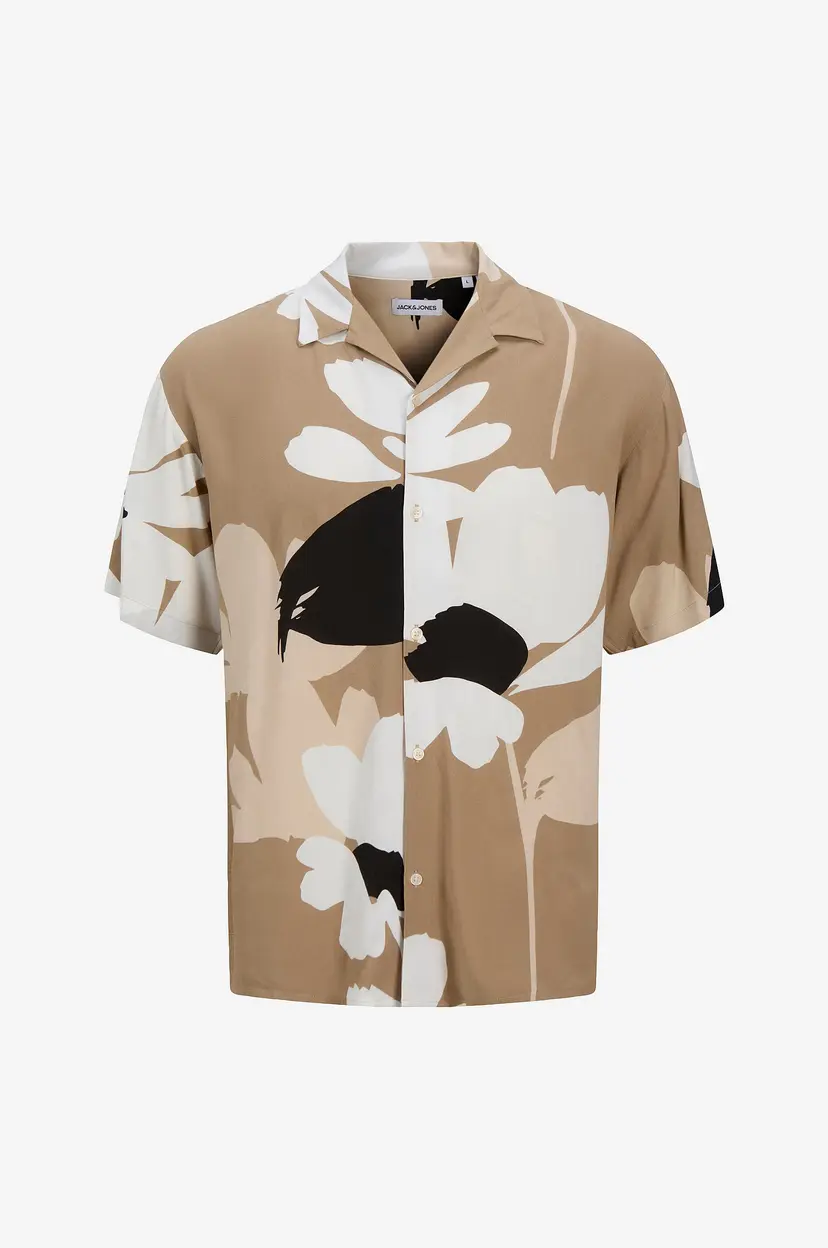 Jack & Jones Junior Skjorte jjJeff Monochrome Resort Shirt SS J - Beige