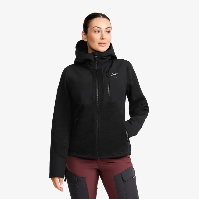 RevolutionRace Wander Pro Wool Hoodie Dame Charcoal Black