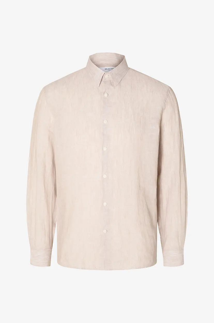 Selected Men Skjorte slhRegkylian-linen Shirt LS Classic - Natur