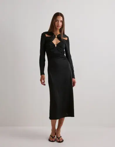 Malina Malina - Svart - Amela Embellished Jersey Midi Dress
