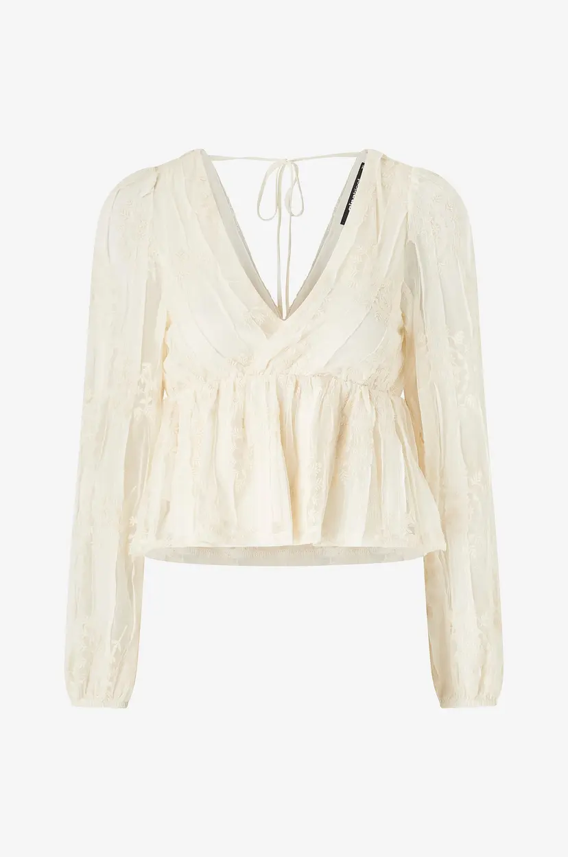 Gina Tricot Bluse Floral Blouse - Natur