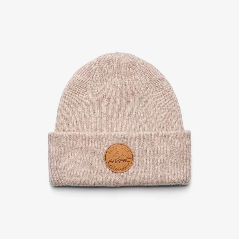 RevolutionRace Cave Wool Rib Knit Beanie Unisex Beige Melange
