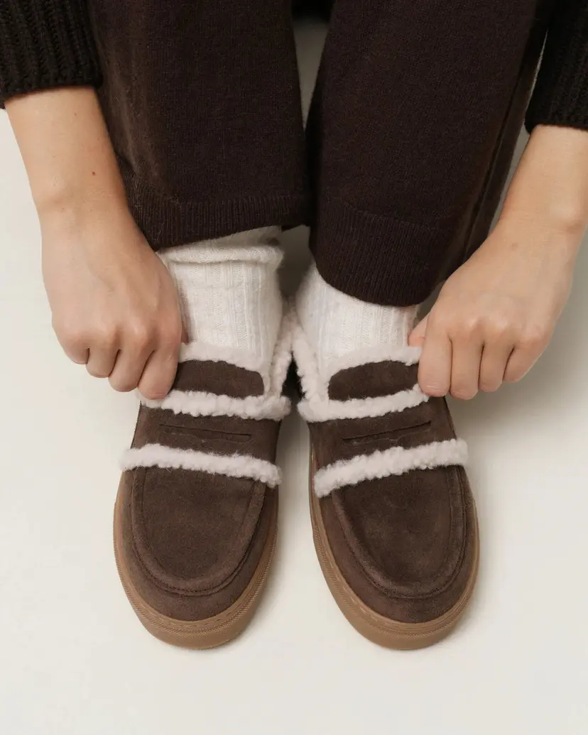 Inuikii Mule Wool Dark Brown - 37